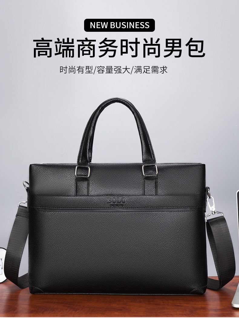 2025 Business Bag Men's laptop bag pu large Capacity Trendy single-shoulder hand-carry men's bag briefcase full figure