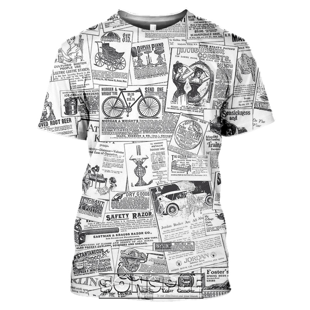 Casual europeo y americano 3D divertido cuello redondo tendencia camiseta de los hombres impresión 3D soporte para la imagen de la entrega de una pieza Z