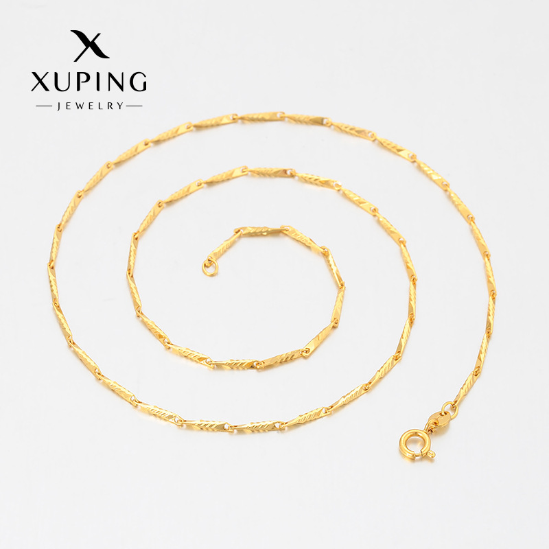 Xuping simple colgante de cadena simple de cadena de aleación de cobre chapado 24k color ligero de lujo fácil de torcer collar de cadena al por mayor