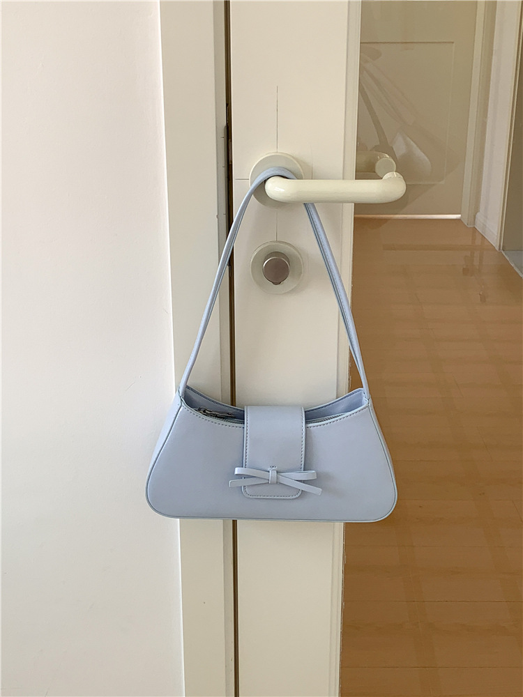 Borsa a tracolla singola rossa da donna 2024, nuova versione coreana, alla moda, minimalista, con fiocco sottobraccio_voghion.com