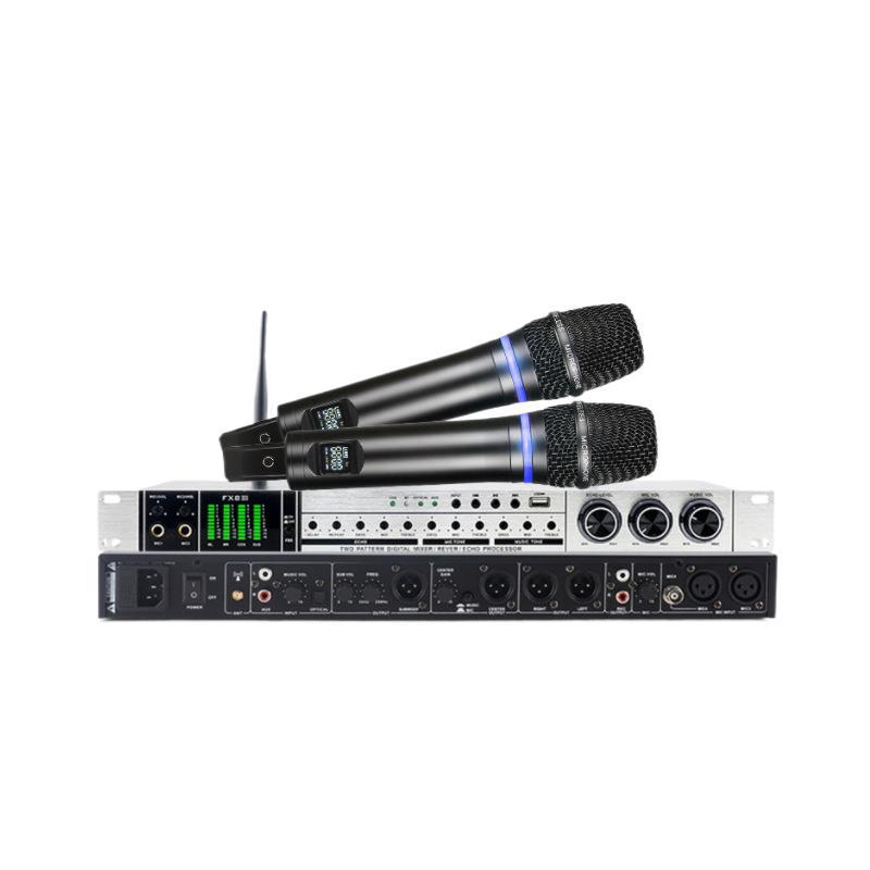 新款KTV前级效果器带无线话筒蓝牙家用K歌麦反馈防啸叫人声混响器