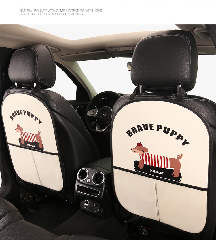 Dachshund Anti-Kick Mat Cartoon Car Seat Back Anti-Kick Mat Car Anti-Stain Mat Anti-Dirt Mat with Storage Bag for Car Interior