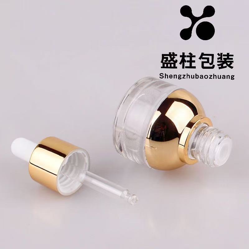 现货20ml金色肩套瓶30ml矮胖瓶滴管精华液瓶分装瓶化妆品玻璃瓶|undefined