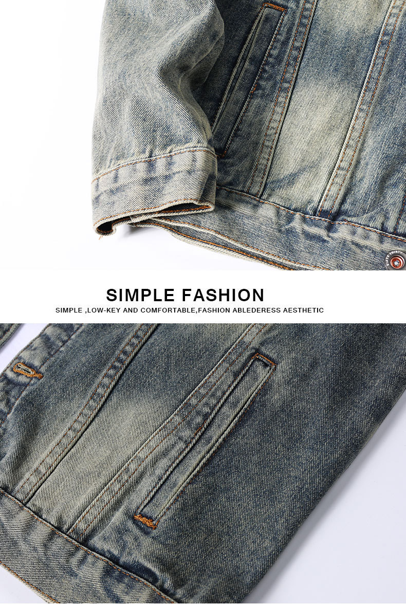 Bear [Trendy] High-luxury locomotive style embroidery fashionable men's denim jacket, denim jacket men's top 532_voghion.com