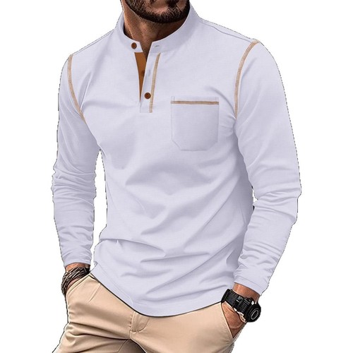 2025 Fashion Casual Small Check Sports Solid Color Five-Button Long Sleeve