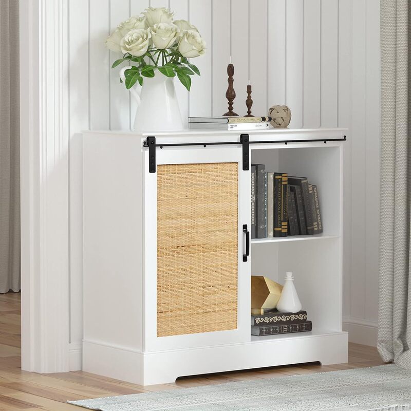 Amazon cross-border sideboard cabinet hallway with rattan sliding barn door shoe cabinet file cabinet storage locker B & B