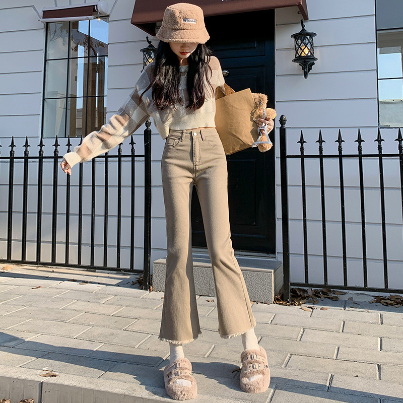 Women's 2023 Early Autumn New All-match High Waist Slimming Featured Denim Trouser Leg Flared Pants