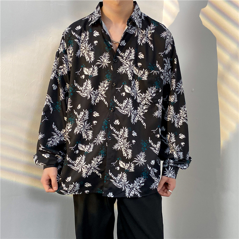 Cuba Vintage vintage Lazy Hong Kong Style Flora Shirt Men's and Women's Fashionable Dape Loose Couple's Shirt Sun-protective Clothing