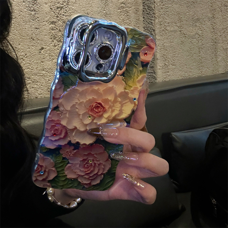 Blu-ray Point Diamond Flower 16ProMax Soporte de lente iphone15 para Apple 14 funda para teléfono móvil 13 hembra 15PM