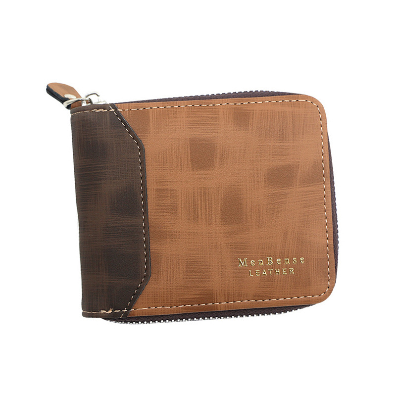 Nueva cartera de los hombres de la moda pu esmerilado de los hombres cartera corta cartera multi-tarjeta de la cremallera bolsa de suministro directo de fábrica