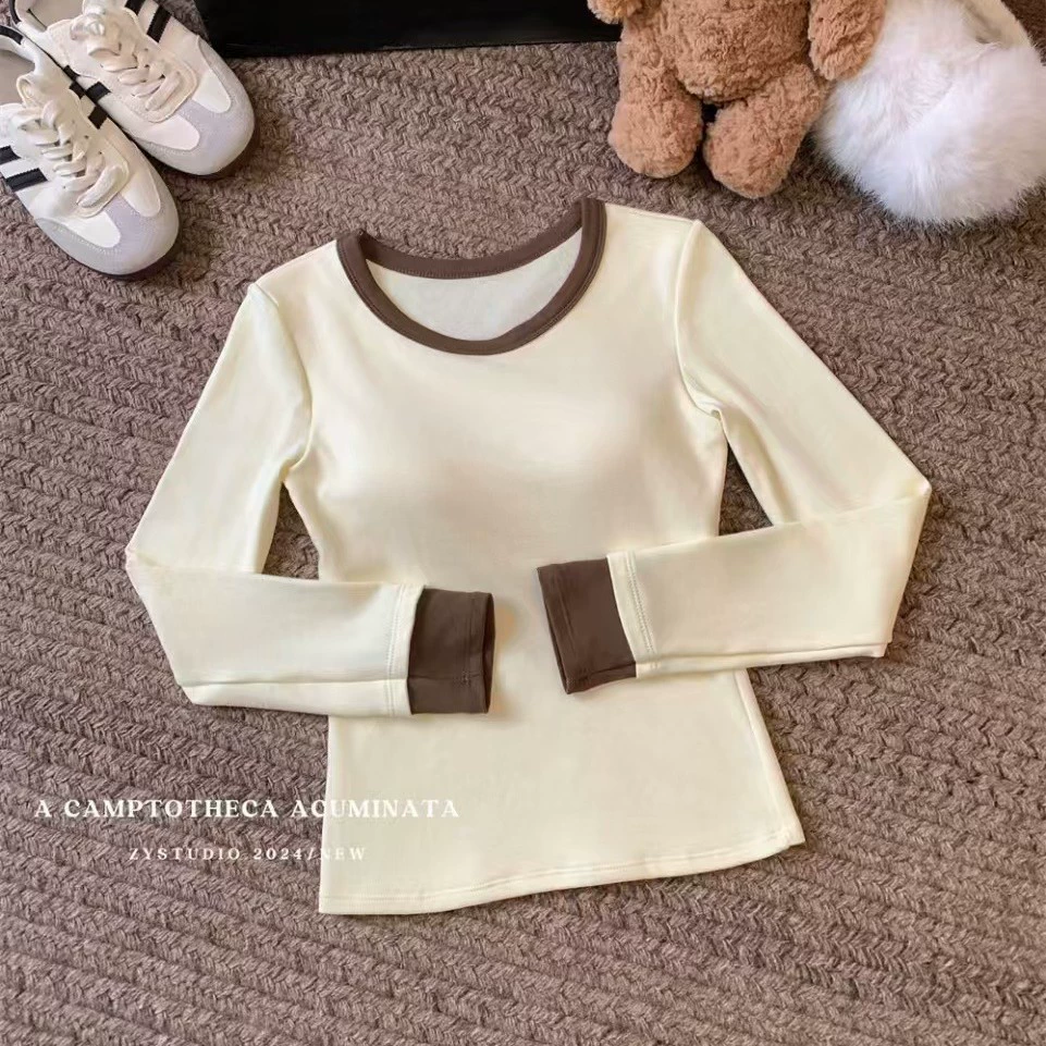 Крем-лоскутное шлифовальные волосы с длинными рукавами сладкий ремень с нагрудным ковриком