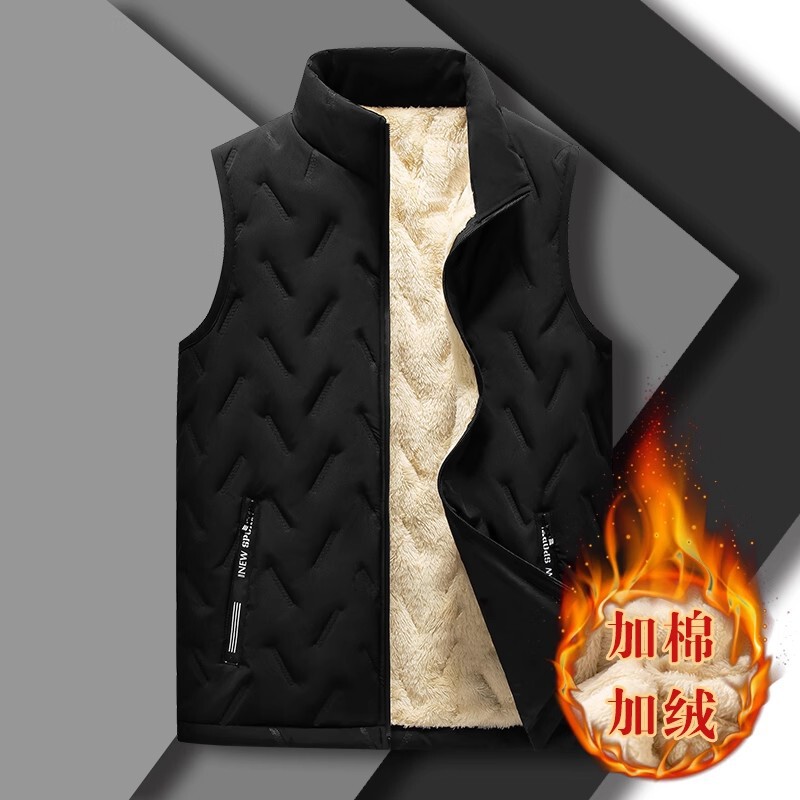 Men's Lamb Wool Vest, Winter Dad's Clothing, down Cotton Coat, Thickened Warm Vest, Cheap Vest Jacket