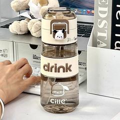 2025 新しい ins 高品質ストローカップ学生と子供のための夏ポータブルダブル飲料水ボトル
