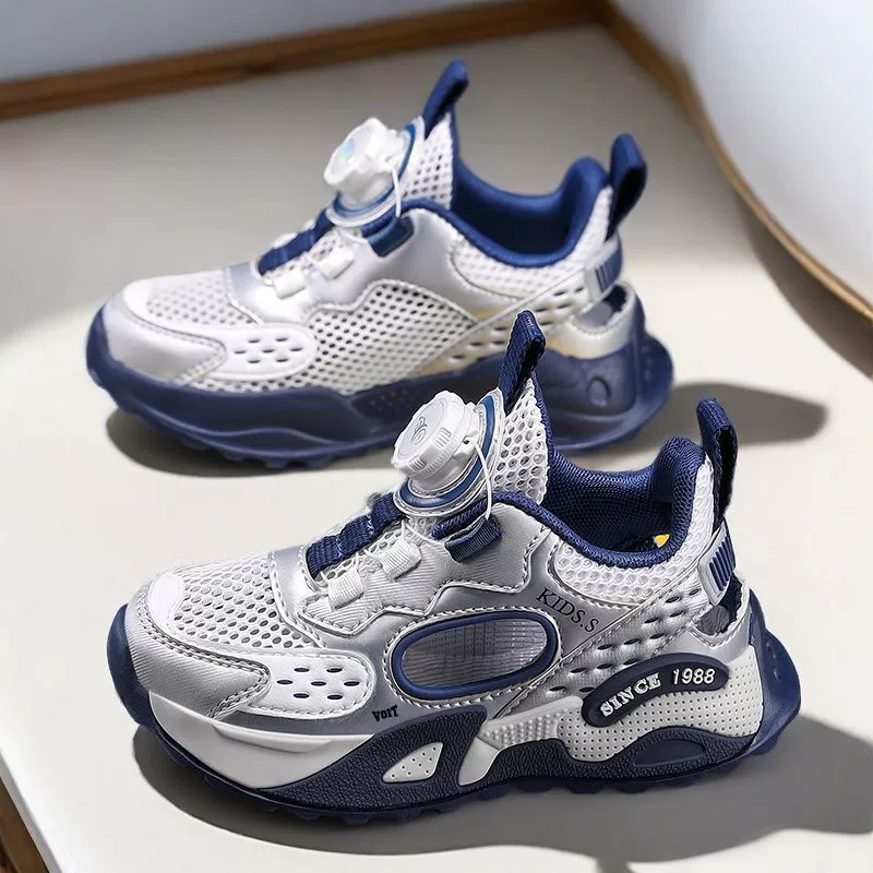 Детские кроссовки для бега, лето 2025, новые, для мальчиков и девочек, дышащая сетка, отверстия, спортивная обувь для папы