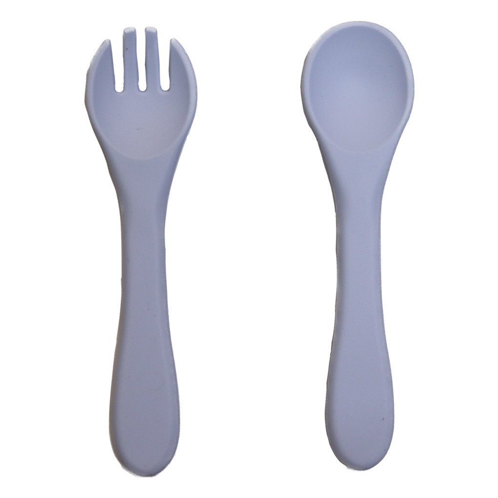실리콘 포크와 스푼 라이트 블루