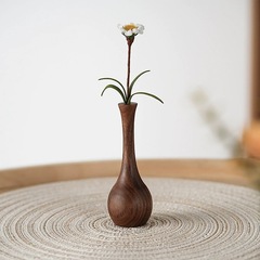 黒胡桃実木花器創意花瓶中国式デスクトップシンプル小置物装飾花挿し置物小花瓶