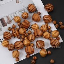 松木菱形珠角珠散珠带孔花纹木珠DIY饰品包手串配件厂家直销木艺