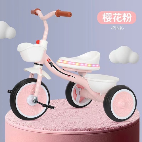 Children's tricycle with rear bucket 2-6 years old boys and girls bicycle with music and light baby boy bicycle stroller