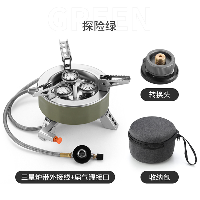 Nuevo núcleo de cobre azul fuego Samsung estufa de camping estufa portátil plegable a prueba de viento equipo de picnic horno de tres núcleos estufa de tarjeta