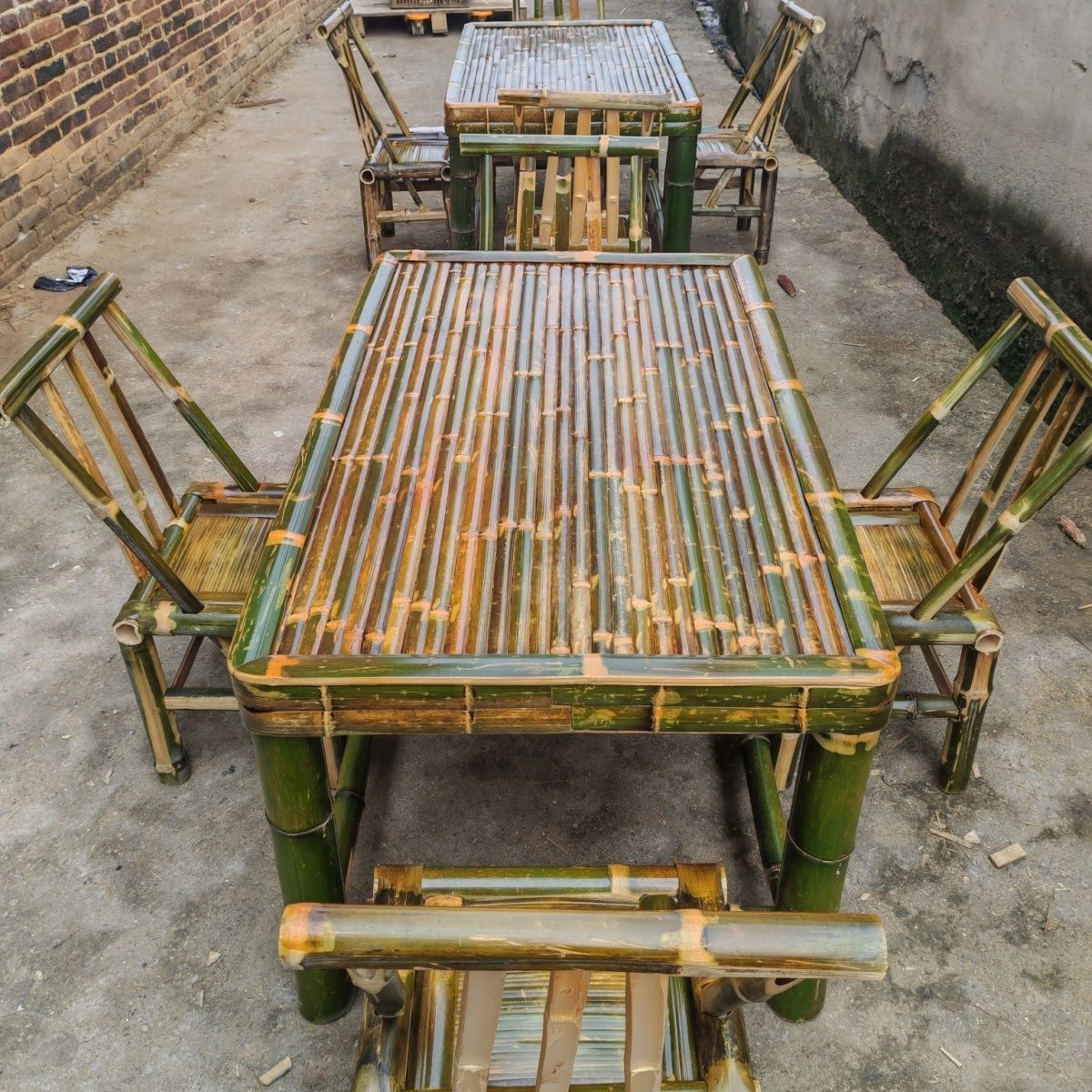 Purely Handmade Tables, Chairs, Tea Tables, Dining Tables, Coffee Tables, Office Home Outdoor Courtyard Hot Pot Bamboo Tables and Chairs, Complete Set of Tables
