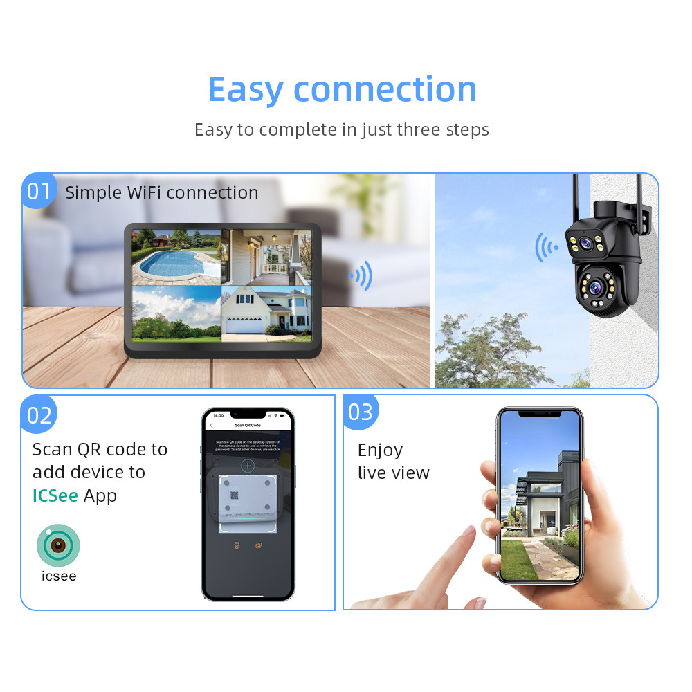 ICSEE 8MP WiFi NVR Kamerasatz mit PTZ, Dual Lens, 8-Kanal