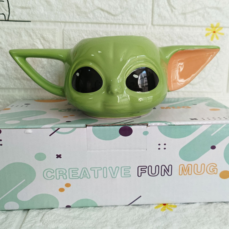 Taza de Cerámica con Diseño de Yoda Verde de Star Wars, Taza de Agua 3D de Anime, Taza de Café