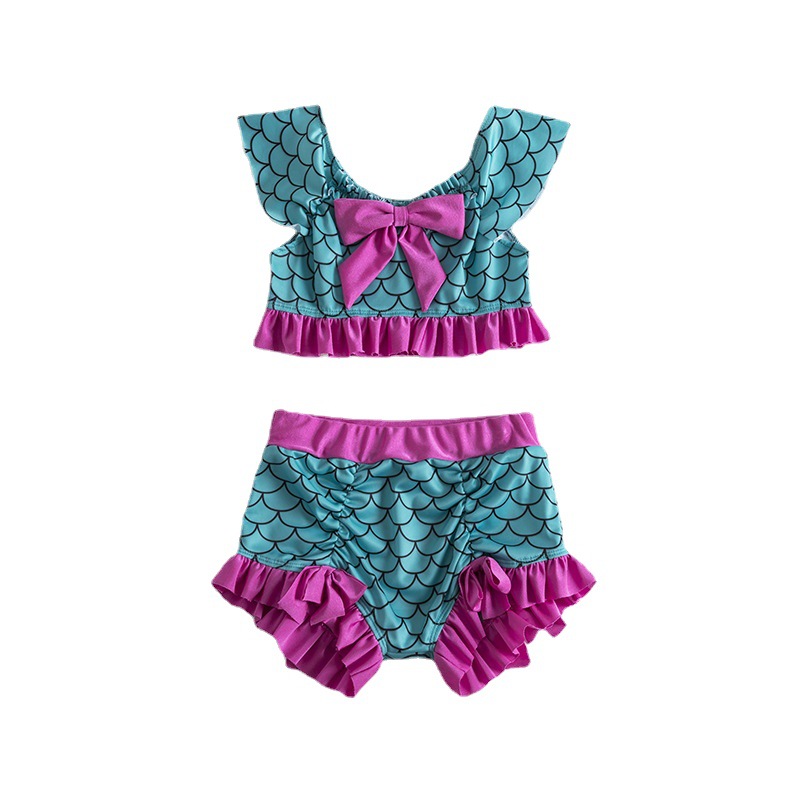 Amazon nuevo traje de baño para niños escala sirena impresa traje de baño transfronterizo estilo europeo y americano en stock