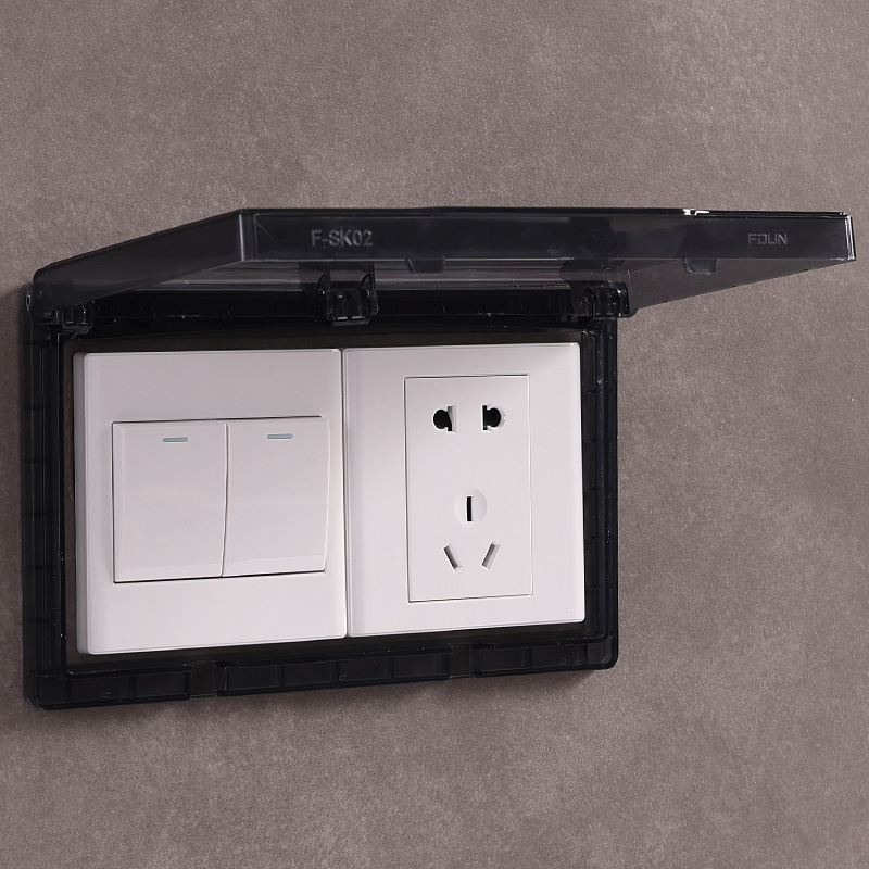 86-type dual-position ultra-thin switch waterproof cover adhesive waterproof box bathroom panel switch cover splash-proof box