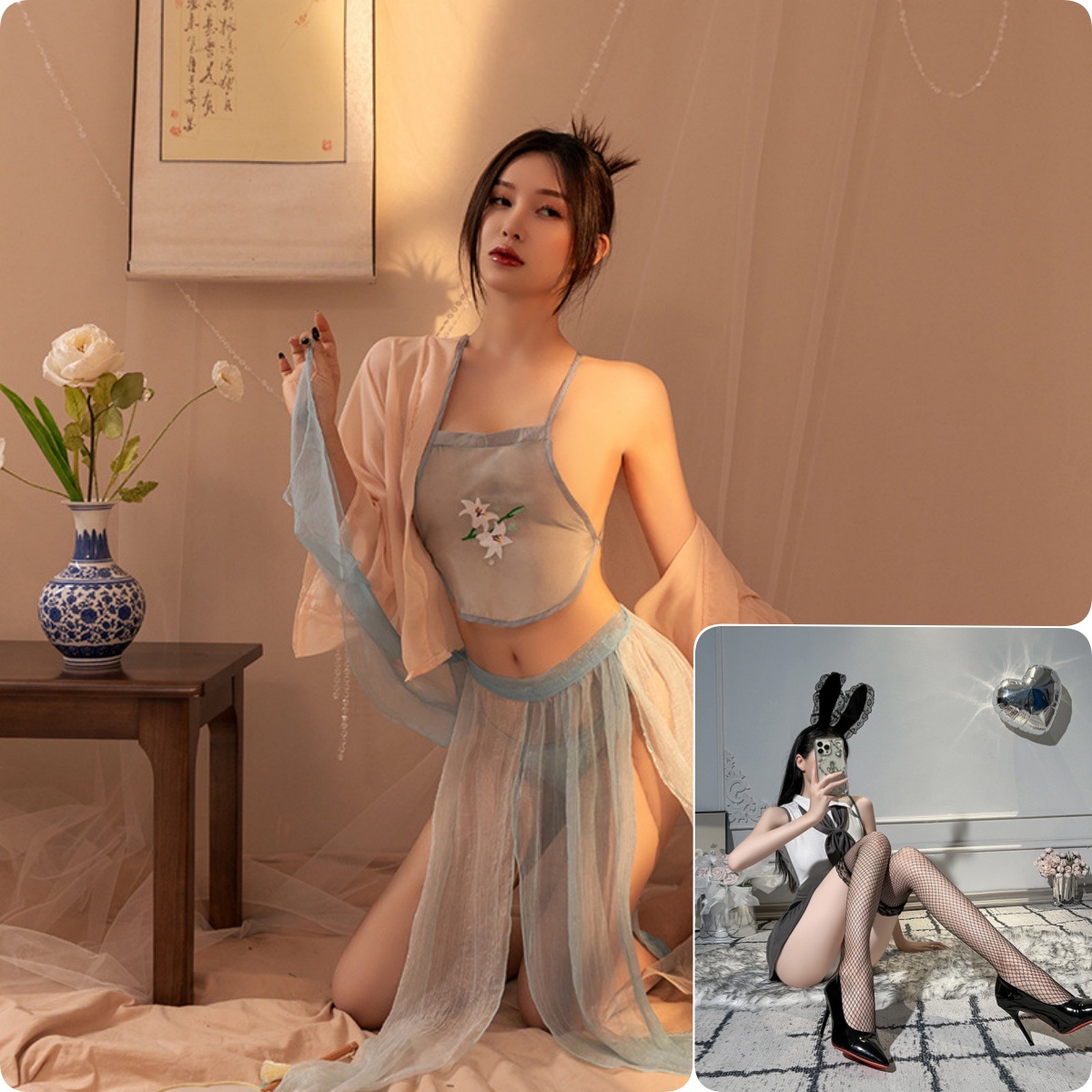 하늘색 + 망사 스타킹