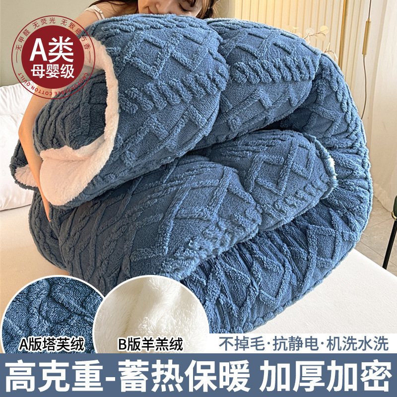 冬季加厚加绒羊羔绒被子冬被被芯双人棉被冬天宿舍单人学生垫被褥|undefined