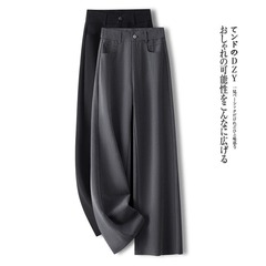 灰色窄版西装阔腿裤女春秋2025新款时尚高腰今年流行小个子直筒裤