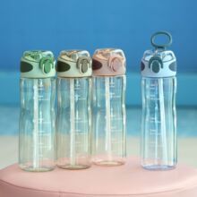 ins便携高颜值吸管杯男女学生旅行水杯喝水杯带时间刻度春游杯子