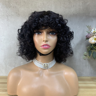 Cross-Border European and American Wigs, Fully Machine-Made Hair Sets, Real Hair Wigs, African Curly Hair Wigs, Headgear Wholesale