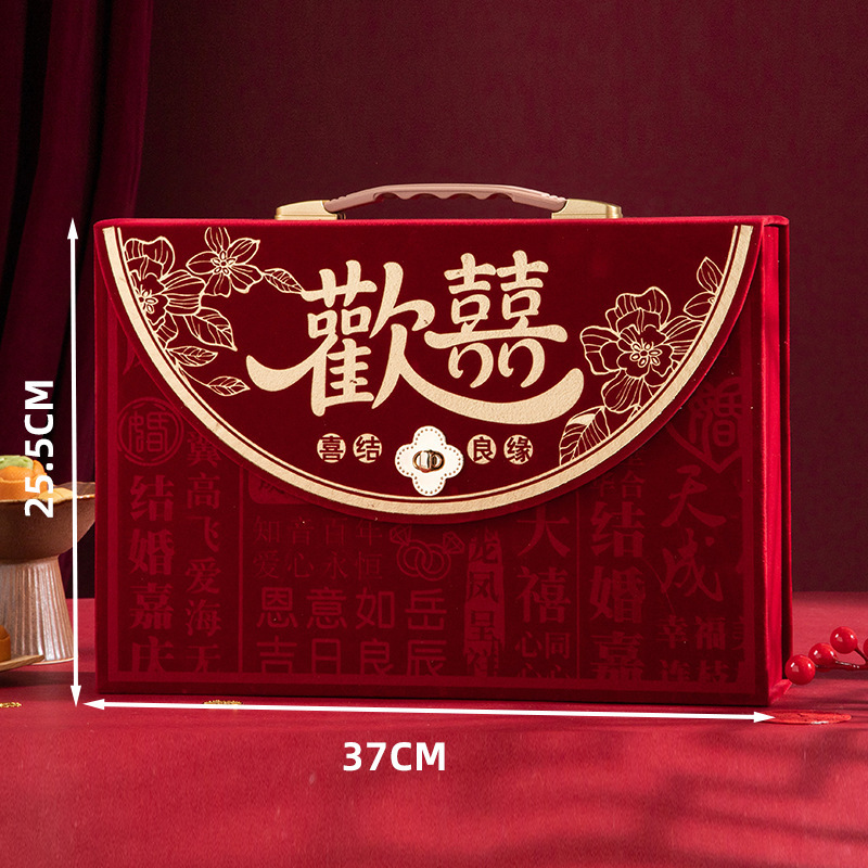 订婚彩礼钱盒子订亲提亲聘礼装彩礼的箱子盒子结婚用品烫金礼金箱|undefined