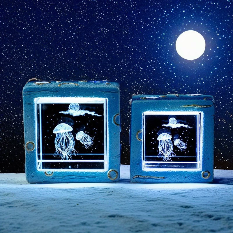 Creative Ocean Series Xinghai Night Light 3D Внутренняя резьба Кристалл Настольный кабинет украшения для одноклассников подарки на день рождения