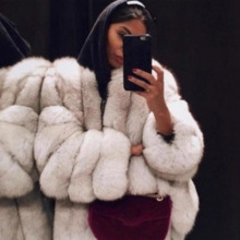 欧美冬季女保暖低调的奢华圆领显瘦开衫长袖毛绒时尚气质女士外套