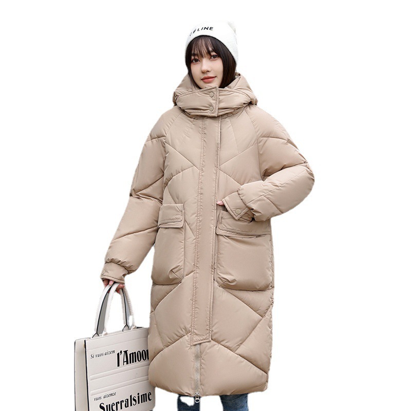 韓国版の外国貿易の厚いパンの服のダウンの綿服の女性のゆったりした冬のコートの中の長いタイプの膝の綿入れの上着|undefined