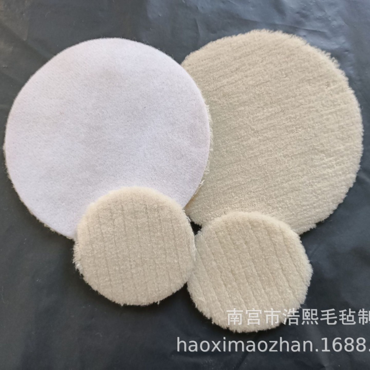 汽车羊毛抛光盘日式条纹无海绵夹层羊毛轮抛光羊毛球植绒自粘盘5