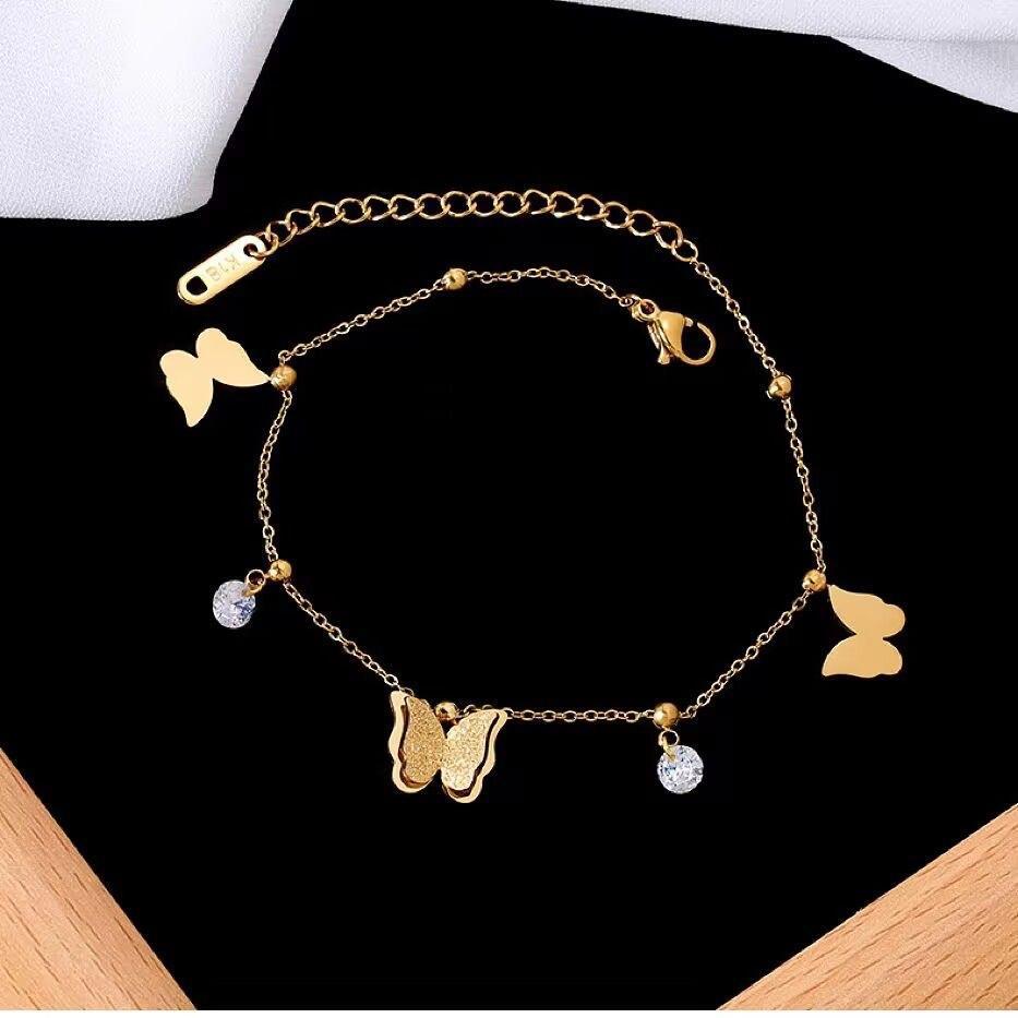 [No hay necesidad de tomar un baño] Mori estilo vívido flash fino esmerilado mariposa tridimensional circón en línea celebridad novias pulsera femenina