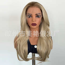 亚麻金色渐变蕾丝假发13*4蕾丝假发自然大波浪卷发发前额蕾丝头套
