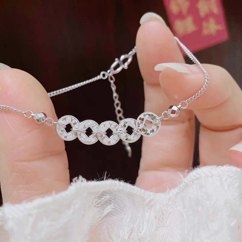 2025 New Flash Ice Ice Five Copper Coins Diamond Bracelet Women's Autumn and Winter Accessories Exquisite Bracelet New Chinese Style