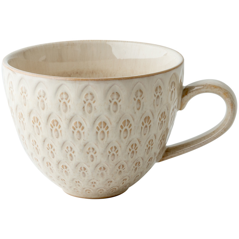 Horno esmalte alivio alondra patrón Gran taza de desayuno gran capacidad taza de avena retro Taza de cerámica personalizada exportación transfronteriza