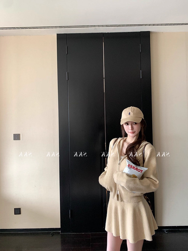 Skk Store 轻氧素颜套装 12针蓬松极简慵懒感毛衣开衫半身裙套装|undefined