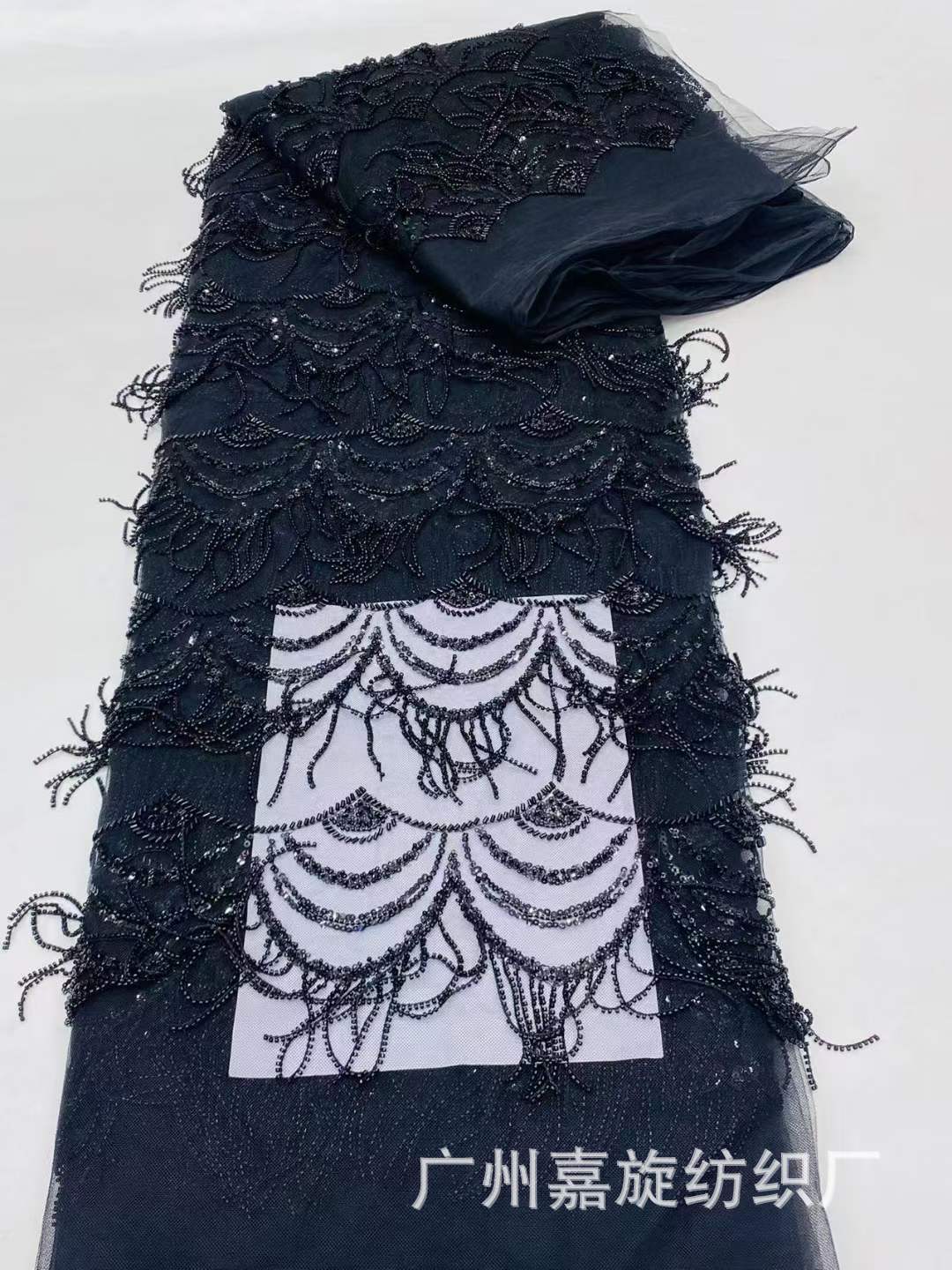 Bordado completo DIY moda desgaste de noche borla cordón del tubo tela encaje vestido regalo ropa malla JX3961