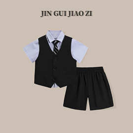 2025新款儿童西装男童礼服套装夏季英伦风花童生日主持人演出西服
