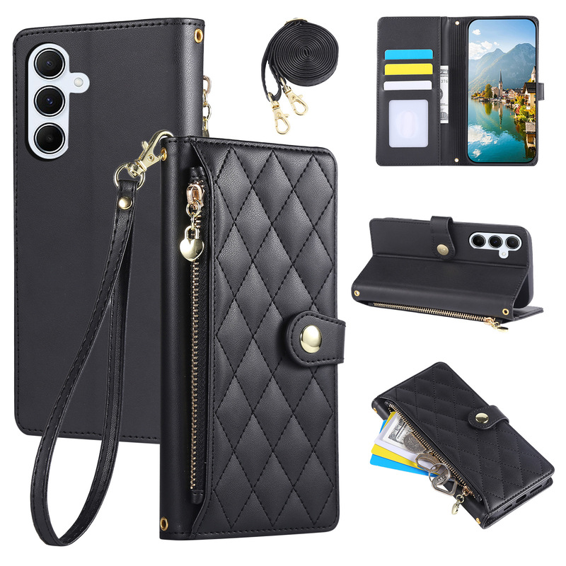 Suitable for Samsung Mobile Phone Case A56 Small Fragrance Style Left Side Zipper Diagonal Protective Cover with Super Good Feel Mobile Phone Case Suitable for Samsung Mobile Phone Case A56 Small Fragrance Style Left Side Zipper Diagonal Protective Cover with Super Good Feel Mobile Phone Case