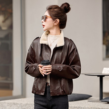 秋冬2025新款加绒加厚宽松显瘦休闲洋气百搭保暖皮衣外套女WA9817