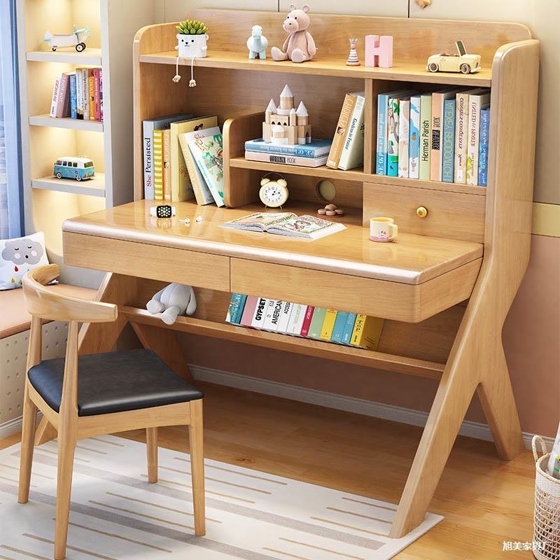 Solid Wood Desk Bookshelf Children's Study Table Simple Home Computer Table Teenagers Junior High School Students Bedroom Writing Table Solid Wood Desk Bookshelf Children's Study Table Simple Home Computer Table Teenagers Junior High School Students Bedroom Writing Table