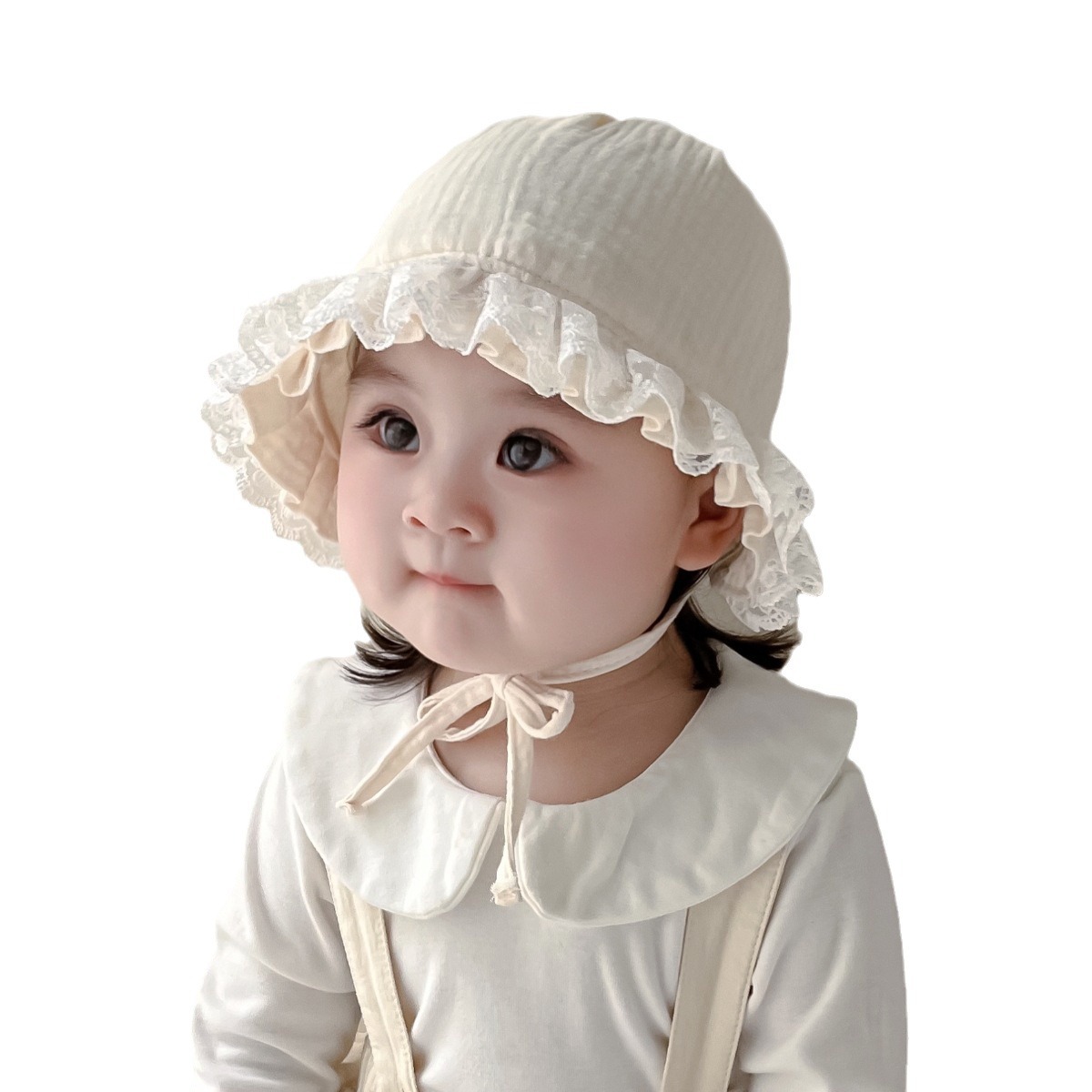 Sombrero de princesa de encaje de bebé primavera y otoño sombrero de bebé de otoño gorro de protección de orejas de la corte gorro de cabeza gorro de bebé de niña gorro de cabeza