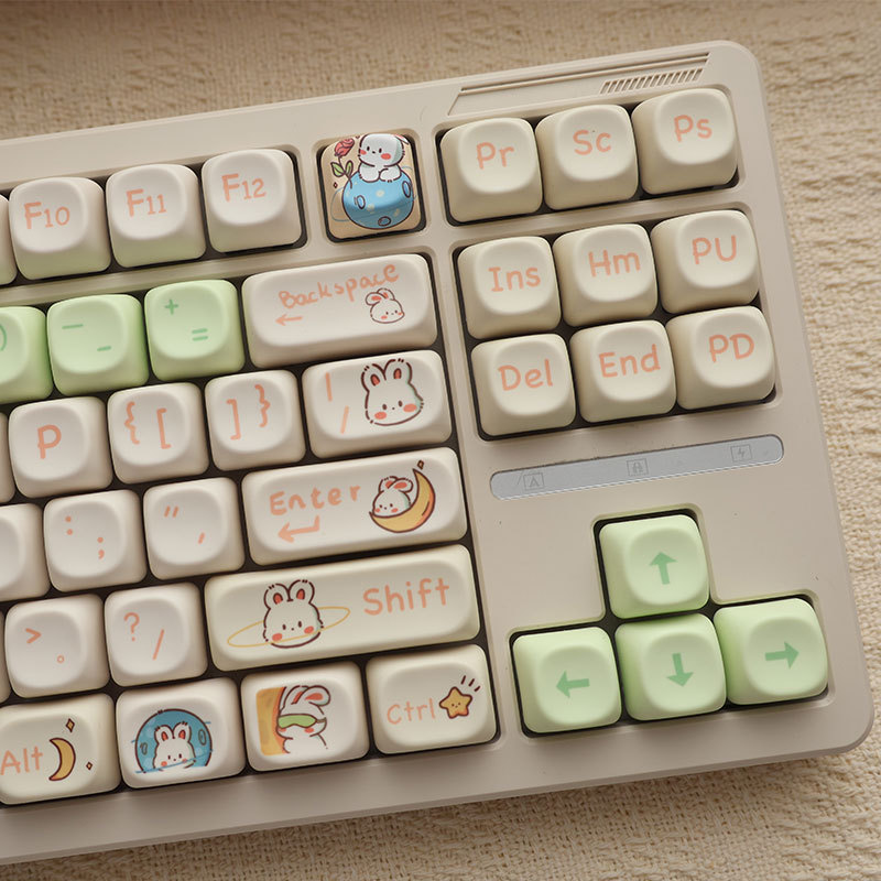 太空兔键帽奶粉色可爱MOA高度方块热升华宁芝 68 75 98 S99 104RK|undefined